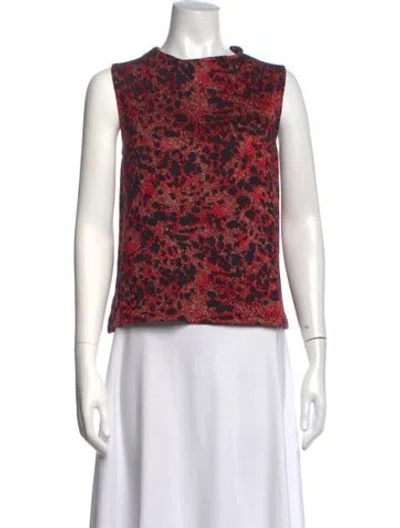 Pre-owned St John Wool Animal Print Top In Red