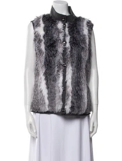 Pre-owned St John Wool Animal Print Vest In Gray
