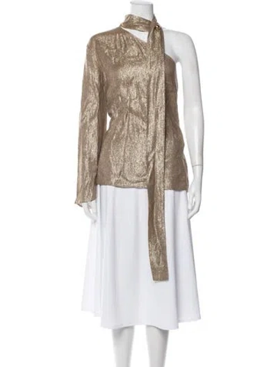 Pre-owned St John Wool Asymmetrical Top W/ Tags In Neutral