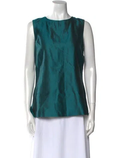 Pre-owned St John Wool Bateau Neckline Blouse In Multi