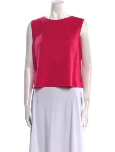 Pre-owned St John Wool Bateau Neckline Crop Top In Pink