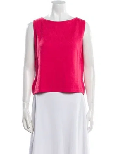Pre-owned St John Wool Bateau Neckline Crop Top In Pink