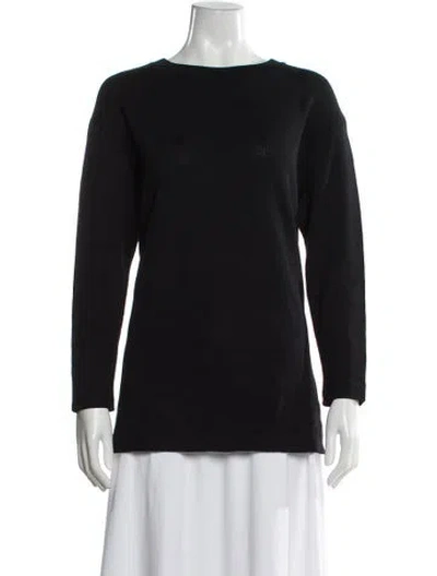 Pre-owned St John Wool Bateau Neckline Sweater In Black