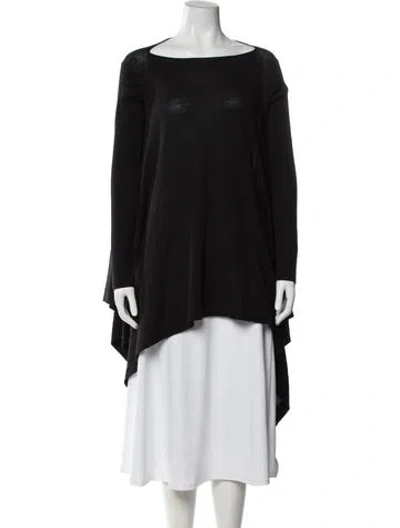 Pre-owned St John Wool Bateau Neckline Sweater In Black