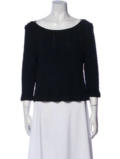 Pre-owned St John Wool Bateau Neckline Sweater In Black