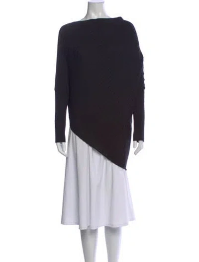 Pre-owned St John Wool Bateau Neckline Sweater In Black