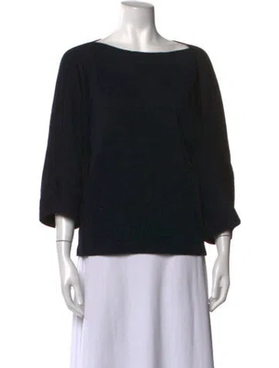 Pre-owned St John Wool Bateau Neckline Sweater In Black