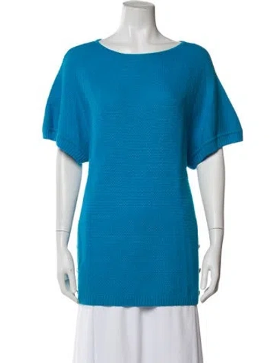 Pre-owned St John Wool Bateau Neckline Sweater In Blue