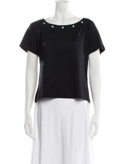 Pre-owned St John Wool Bateau Neckline Sweater In Blue