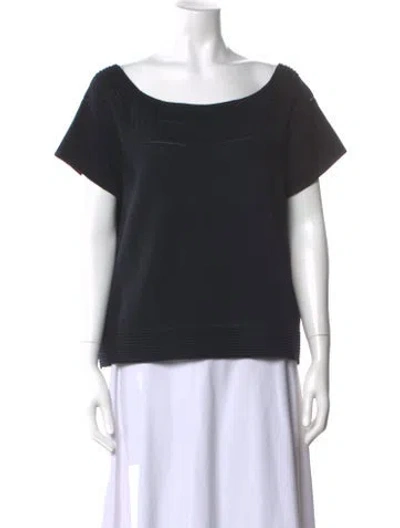 Pre-owned St John Wool Bateau Neckline Sweater In Blue