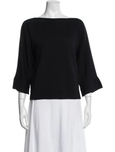 Pre-owned St John Wool Bateau Neckline Sweater In Blue