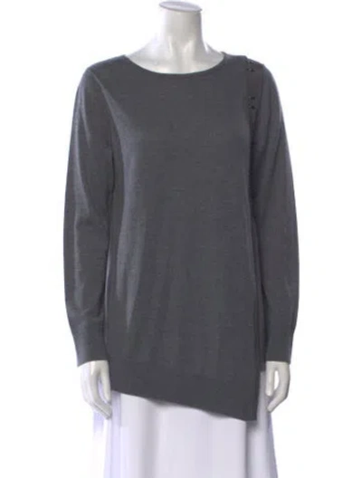 Pre-owned St John Wool Bateau Neckline Sweater In Gray