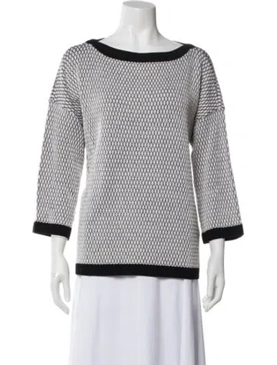 Pre-owned St John Wool Bateau Neckline Sweater In Multi