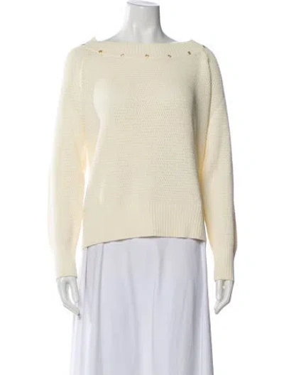 Pre-owned St John Wool Bateau Neckline Sweater In Neutral