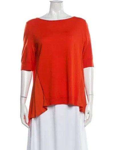 Pre-owned St John Wool Bateau Neckline Sweater In Orange