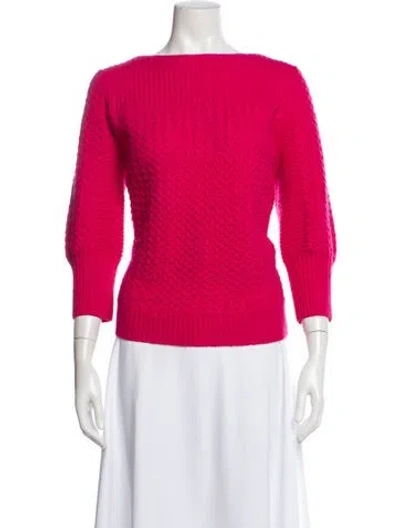 Pre-owned St John Wool Bateau Neckline Sweater In Pink