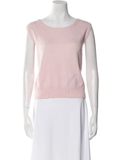 Pre-owned St John Wool Bateau Neckline Sweater In Pink