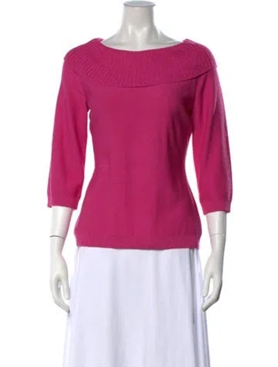 Pre-owned St John Wool Bateau Neckline Sweater In Pink