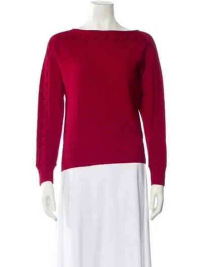 Pre-owned St John Wool Bateau Neckline Sweater In Red