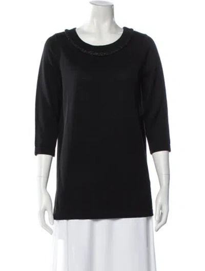 Pre-owned St John Wool Bateau Neckline Sweater W/ Tags In Black