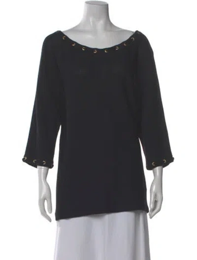 Pre-owned St John Wool Bateau Neckline Sweater W/ Tags In Blue