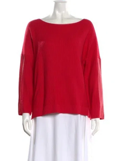 Pre-owned St John Wool Bateau Neckline Sweater W/ Tags In Red