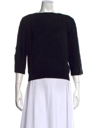 Pre-owned St John Wool Bateau Neckline Top In Black