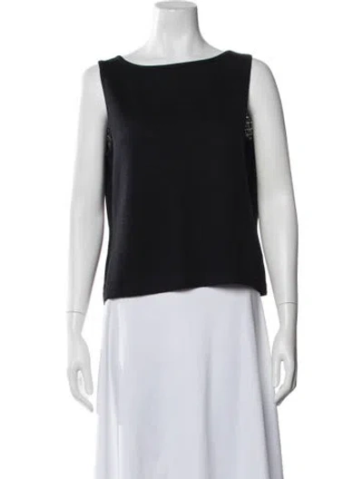 Pre-owned St John Wool Bateau Neckline Top In Black