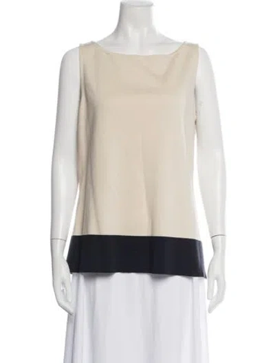 Pre-owned St John Wool Bateau Neckline Top In Neutrals
