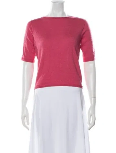Pre-owned St John Wool Bateau Neckline Top In Pink