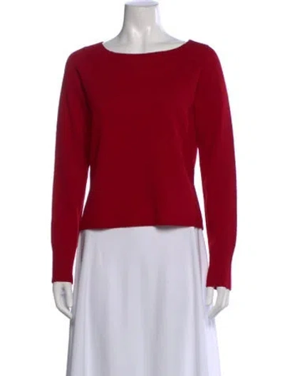 Pre-owned St John Wool Bateau Neckline Top In Red