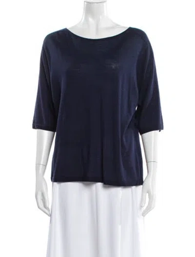 Pre-owned St John Wool Bateau Neckline Top W/ Tags In Blue