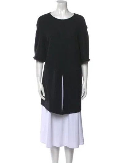 Pre-owned St John Wool Bateau Neckline Tunic In Black