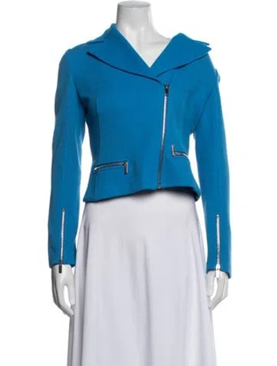 Pre-owned St John Wool Biker Jacket In Blue