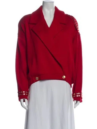 Pre-owned St John Wool Biker Jacket In Orange