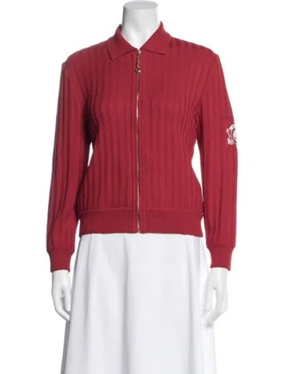 Pre-owned St John Wool Biker Jacket In Red