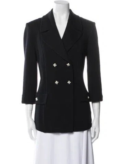 Pre-owned St John Wool Blazer In Black