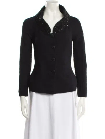 Pre-owned St John Wool Blazer In Black