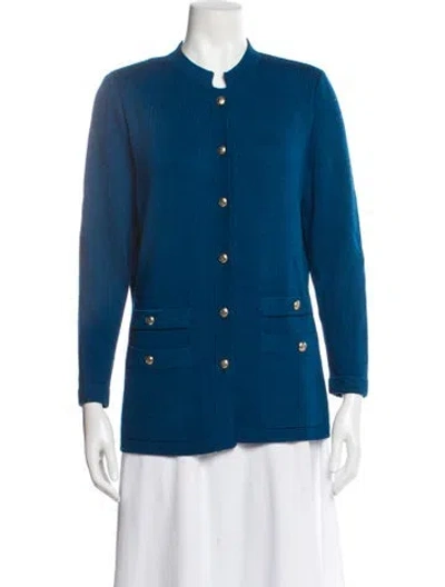 Pre-owned St John Wool Blazer In Blue