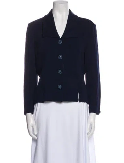 Pre-owned St John Wool Blazer In Blue