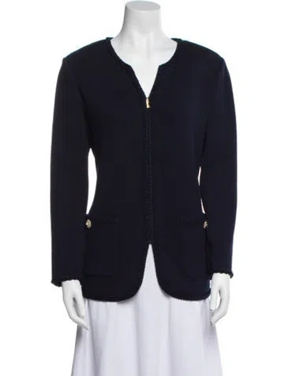 Pre-owned St John Wool Blazer In Blue