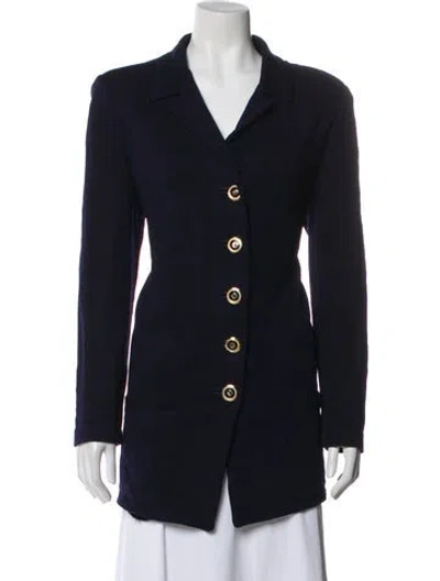 Pre-owned St John Wool Blazer In Blue