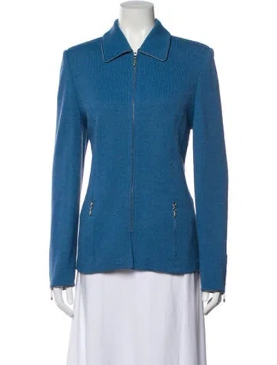 Pre-owned St John Wool Blazer In Blue