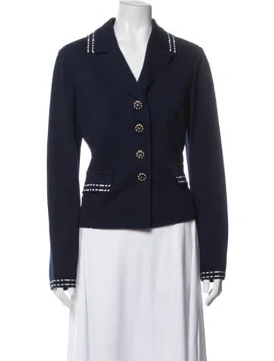 Pre-owned St John Wool Blazer In Blue