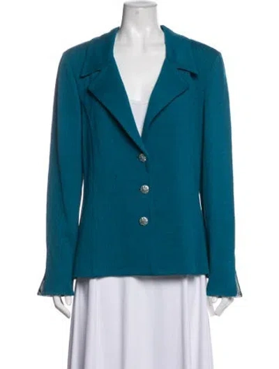 Pre-owned St John Wool Blazer In Blue