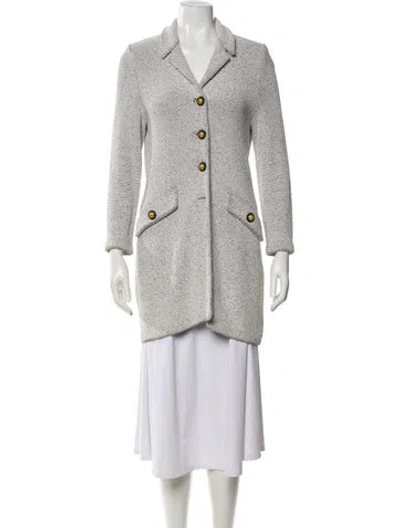 Pre-owned St John Wool Blazer In Blue/white