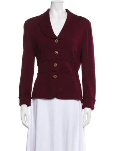 Pre-owned St John Wool Blazer In Burgundy