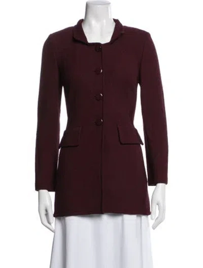 Pre-owned St John Wool Blazer In Burgundy