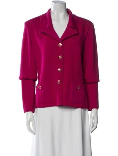 Pre-owned St John Wool Blazer In Burgundy