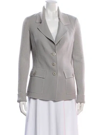 Pre-owned St John Wool Blazer In Gray